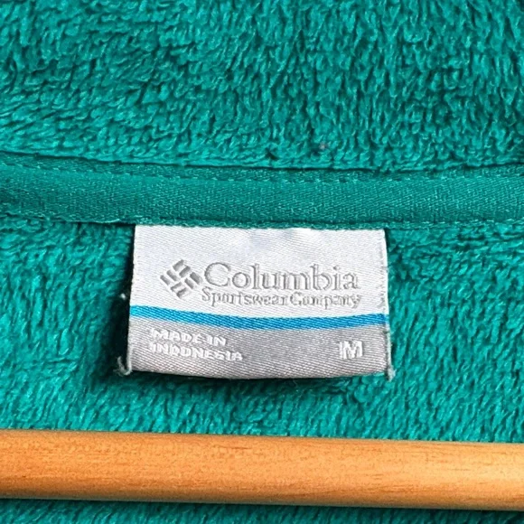 Columbia Teal Hooded Fleece Teddy Jacket Zip up Hoodie sz M for Spring Warmth! - Picture 7 of 11